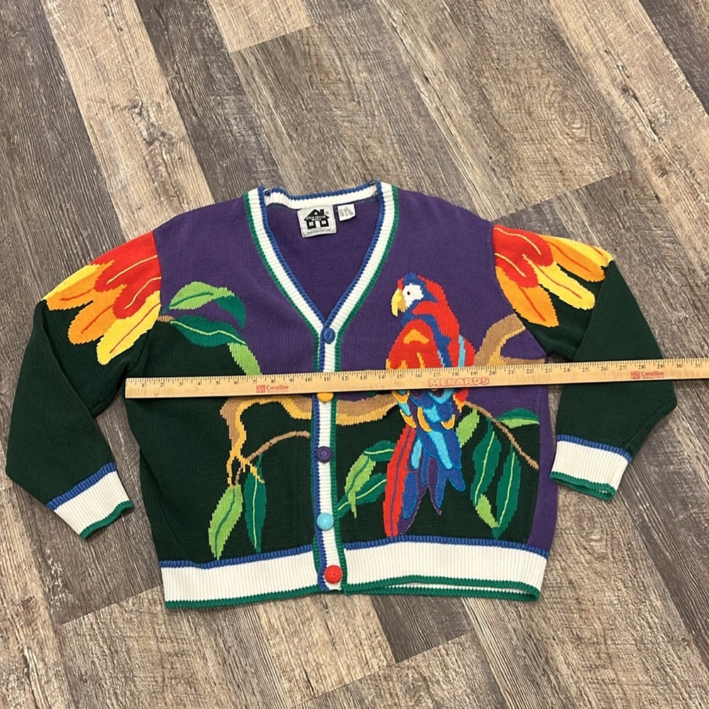 Vintage Storybook Knits Y2K Parrot Cardigan Sweater Novelty 1X Cottagecore - Picture 10 of 10